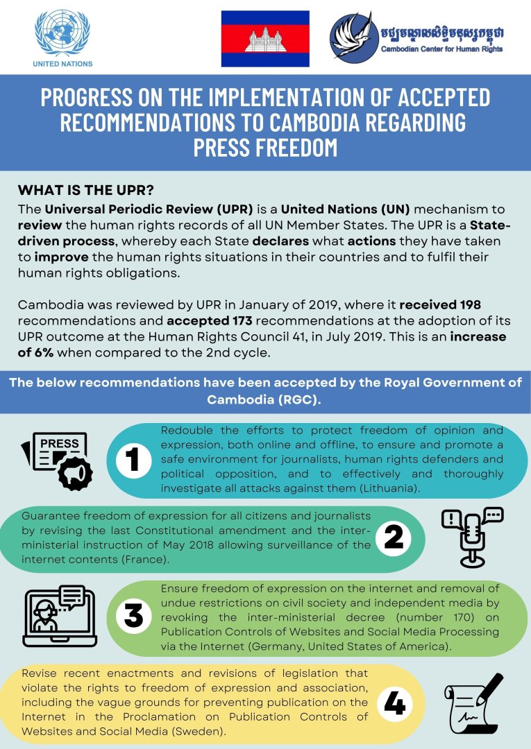 PROGRESS ON THE IMPLEMENTATION OF ACCEPTED RECOMMENDATIONS TO CAMBODIA REGARDING PRESS FREEDOM