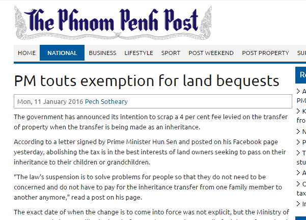 PM touts exemption for land bequests