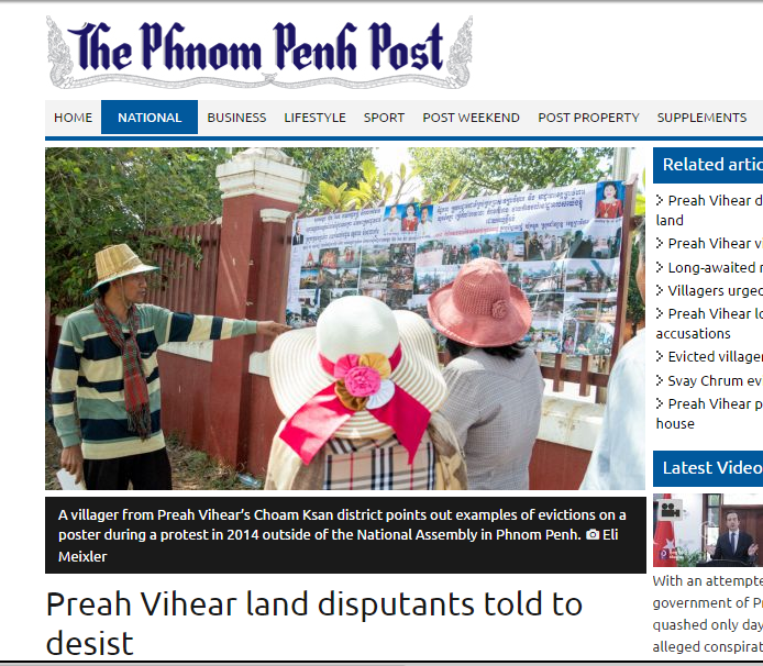 Preah Vihear land disputants told to desist