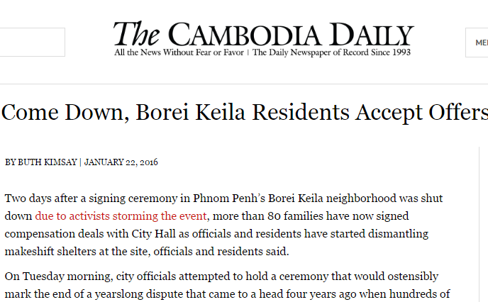 As Tents Come Down, Borei Keila Residents Accept Offers