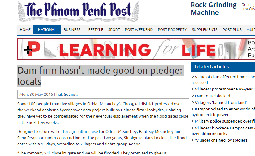 Dam firm hasnt made good on pledge: locals